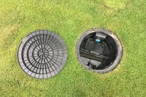 Image of a compact septic tank grease trap for home use