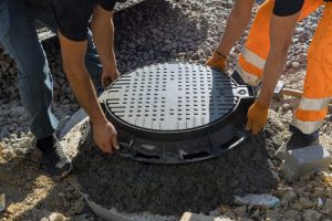 sewer manhole on a septic tank